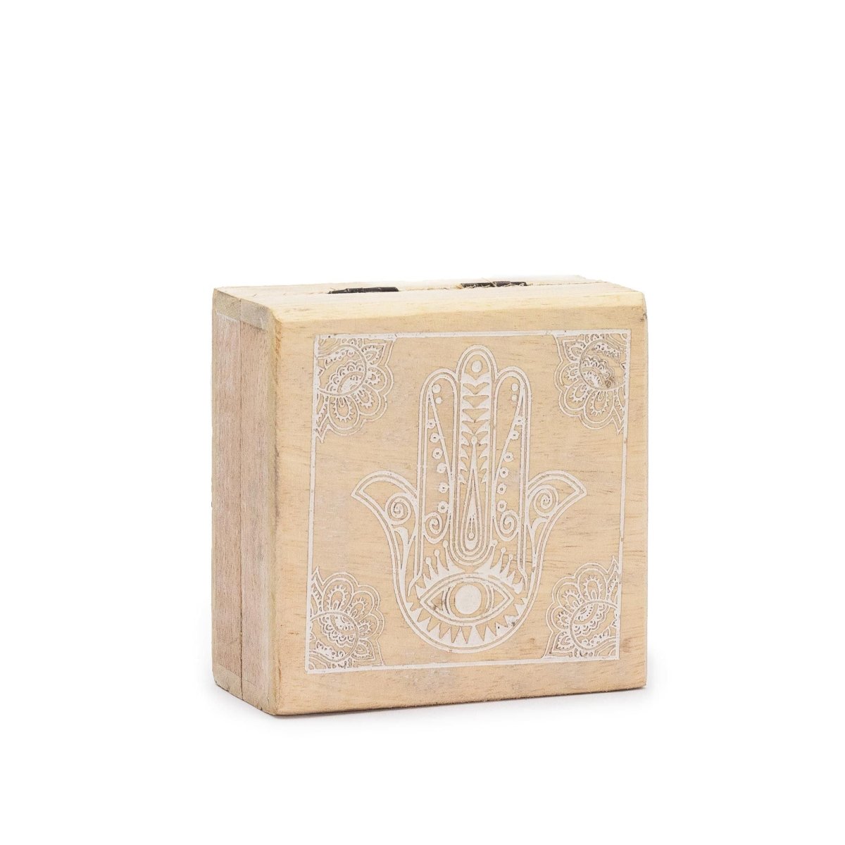 Scatolina Quadrata 10x10x4,2cm Hamsa Bianco - Aureth