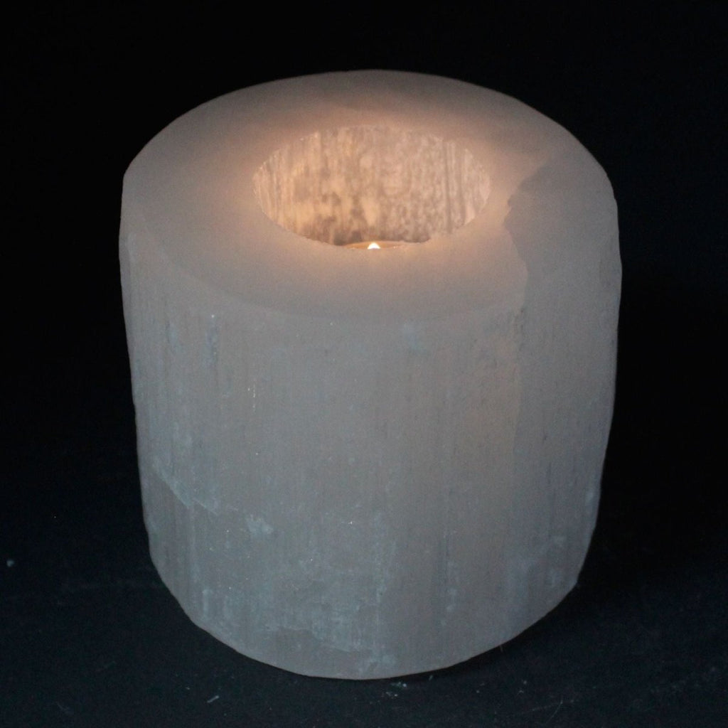 Selenite Cylinder Candle Holder - 8 cm - Talen