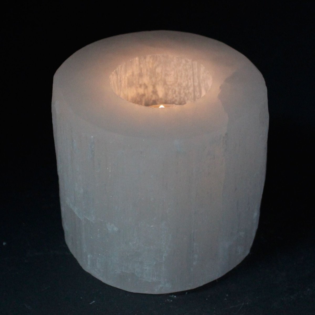 Selenite Cylinder Candle Holder - 8 cm - Talen