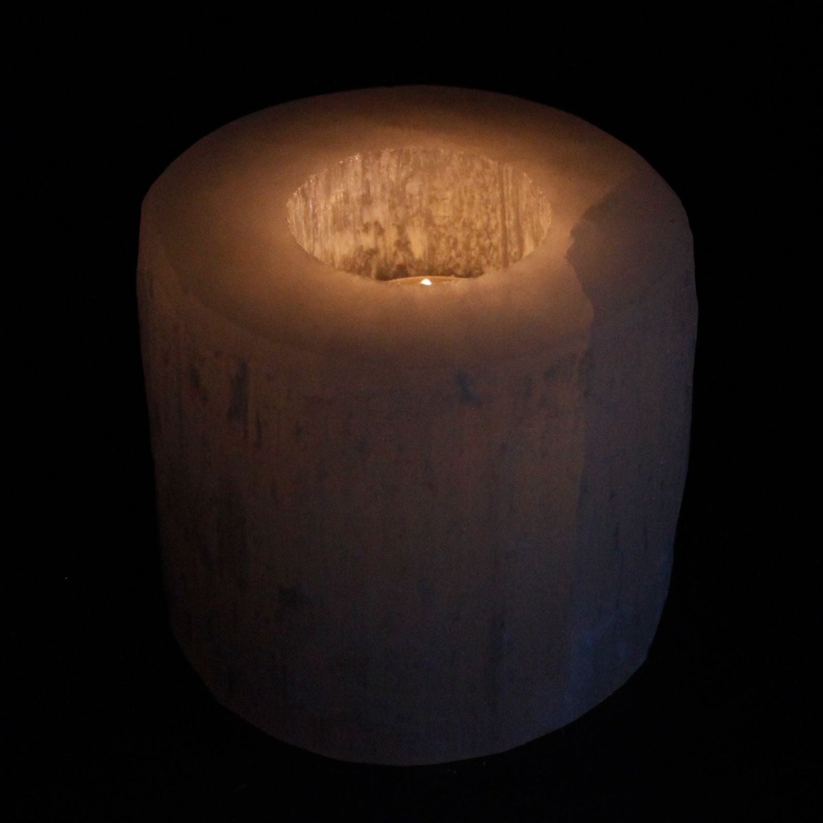 Selenite Cylinder Candle Holder - 8 cm - Talen
