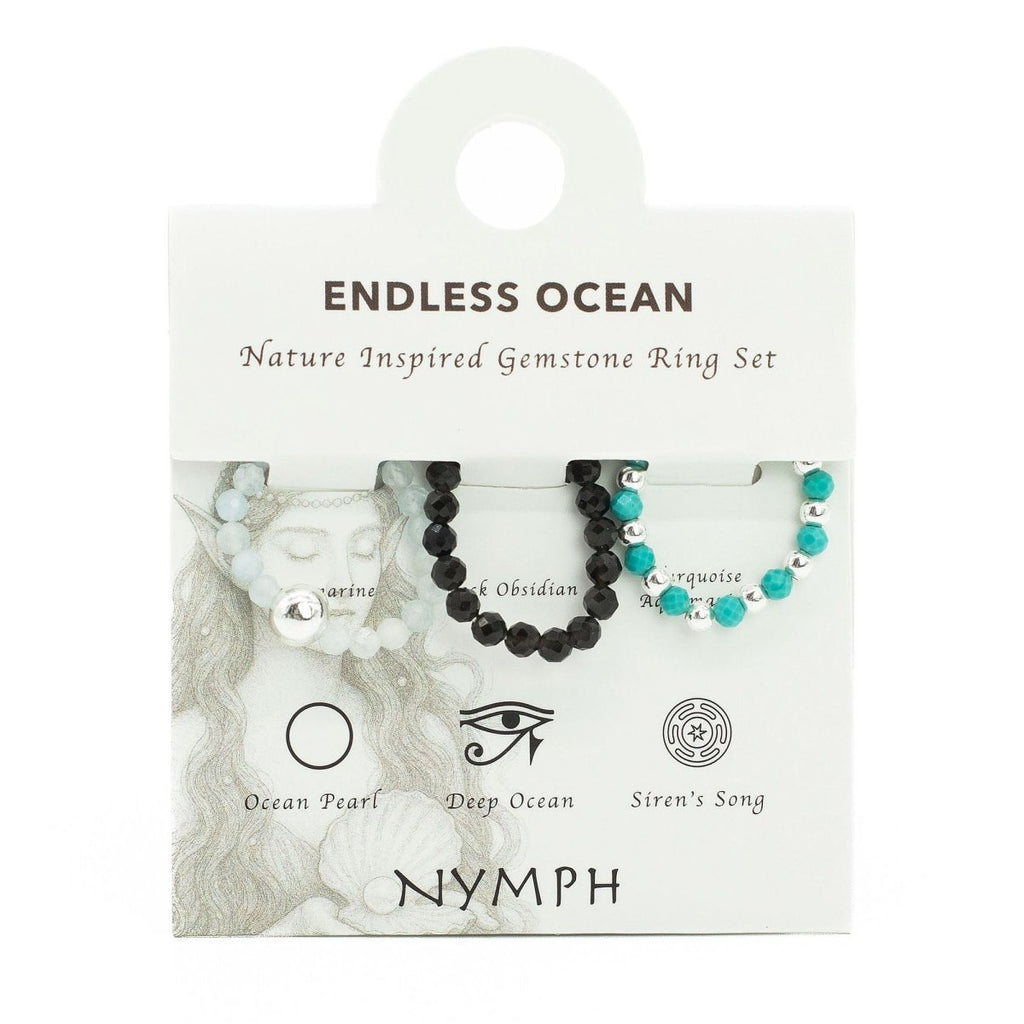 Set Anelli Gemma Nymph Spirit - Oceano Infinito - Aureth