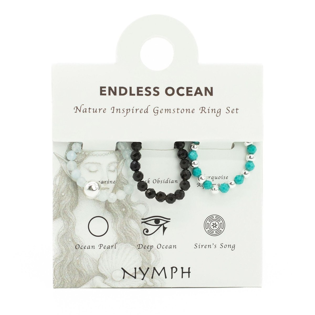 Set Anelli Gemma Nymph Spirit - Oceano Infinito - Aureth