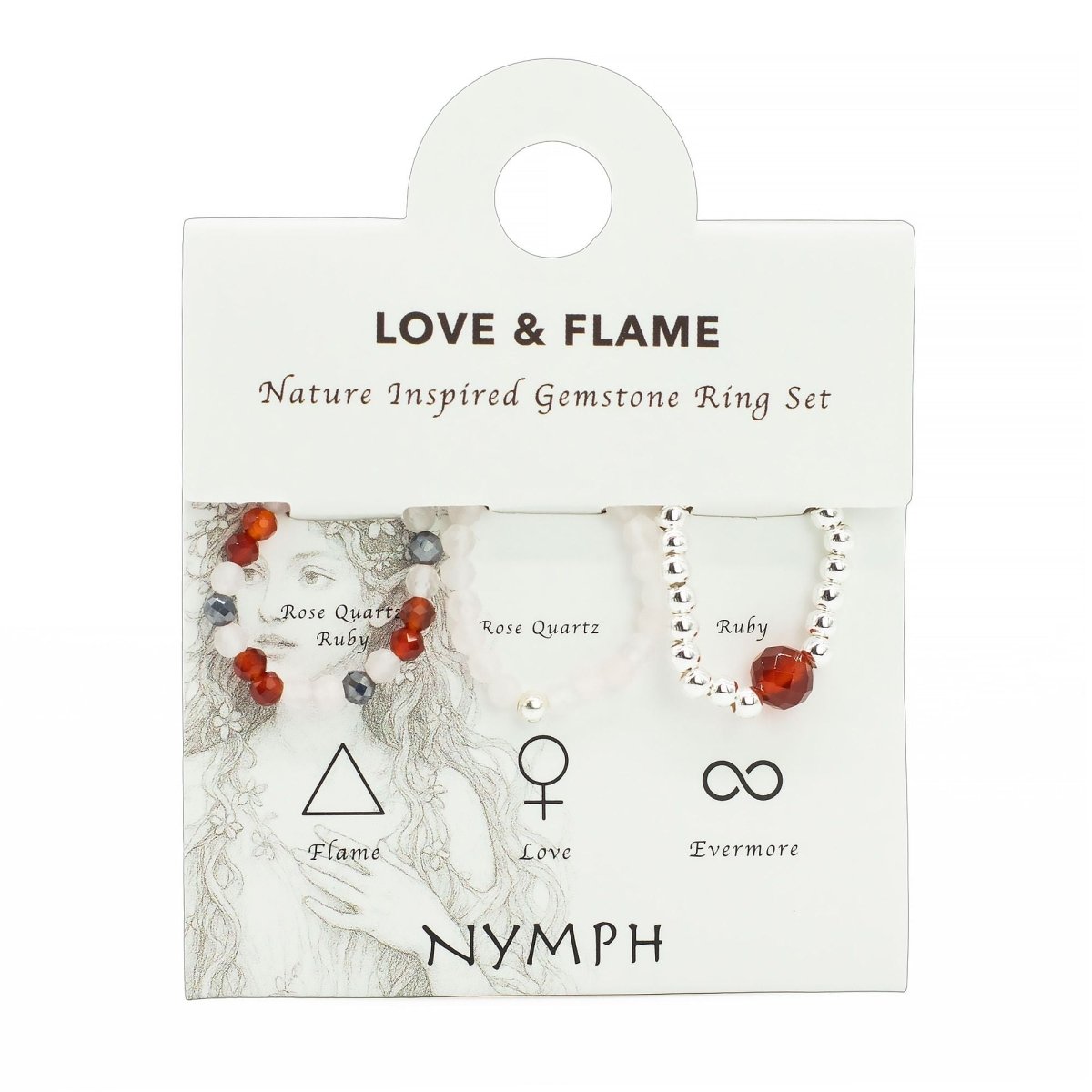 Set Anelli Nymph Spirit Gemstone - Amore & Fiamma - Aureth