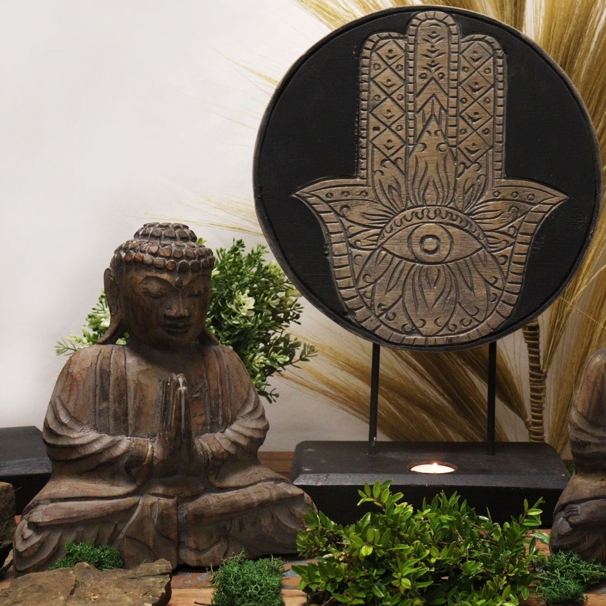 Set Feng Shui Buddha e Hamsa - Grigio - Aureth
