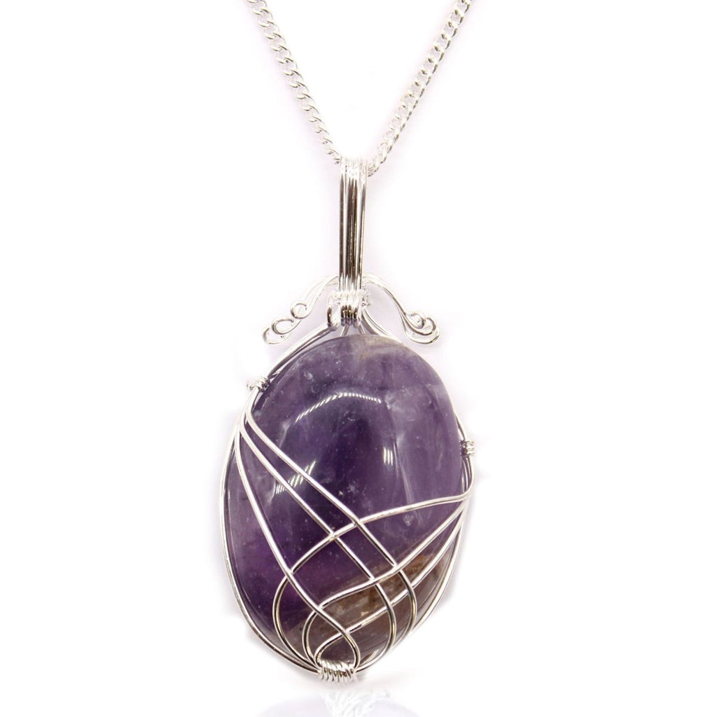 Swirl Wrapped Gemstone Necklace - Amethyst - Talen
