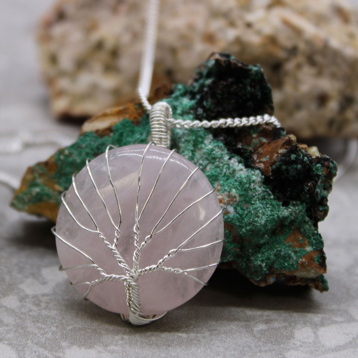 Tree of Life Gemstone Necklace - Rose Quartz - Talen